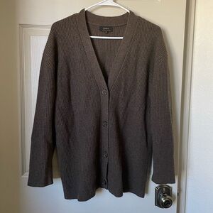 Quince Mongolian Cashmere Oversized Boyfriend Cardigan Sweater
